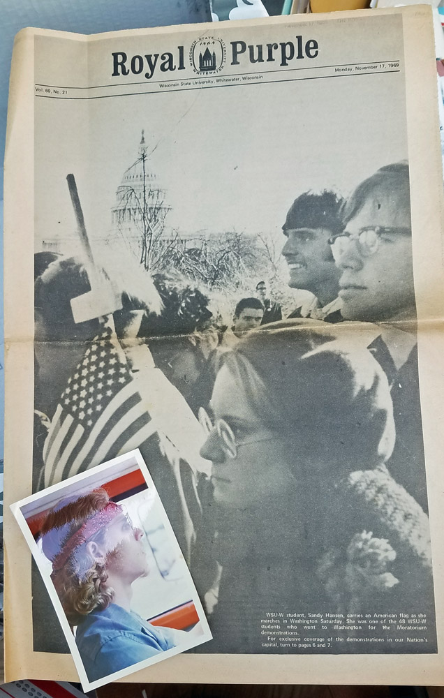 student newspaper front cover shows students marching on Washington DC in the 1960s