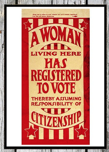Reproduction of a suffrage registration poster