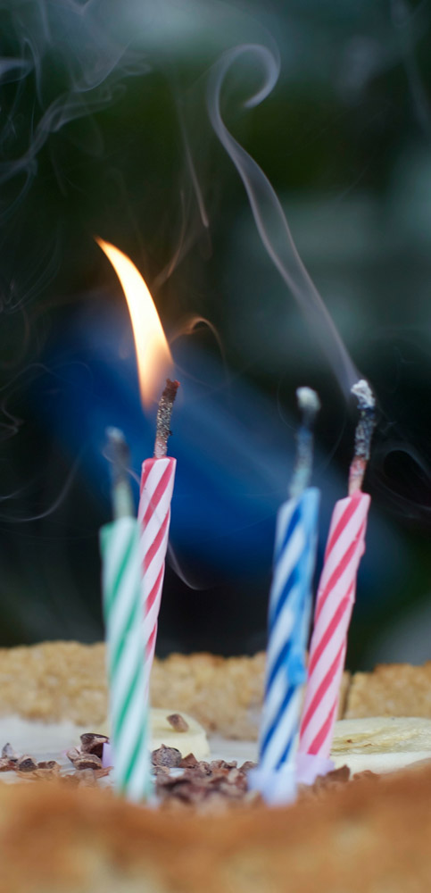 birthday candles blown out and smoking